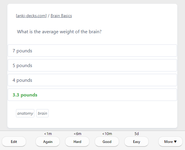 Anki Flashcard Example